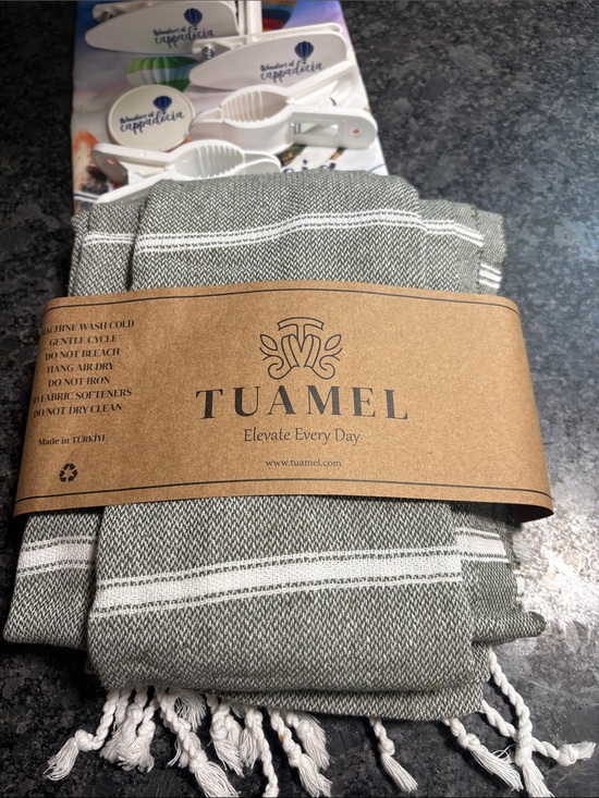 Tuamel Other - NIP Tuamel Olive Green Striped Turkish Beach Towel